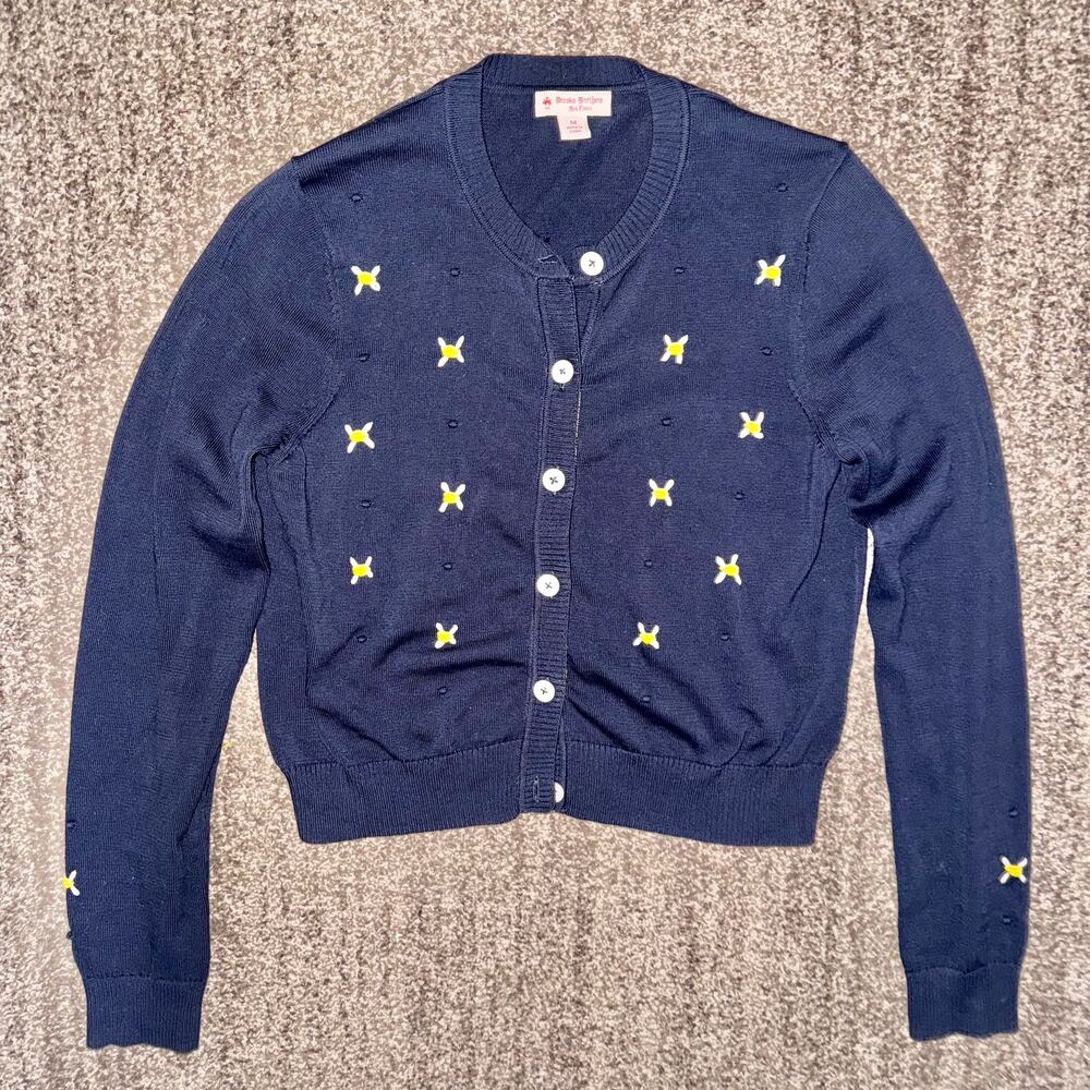 Brooks Brothers Red Fleece Vintage Bumblebee Embroidered Button Down Cardigan - Picture 4 of 9